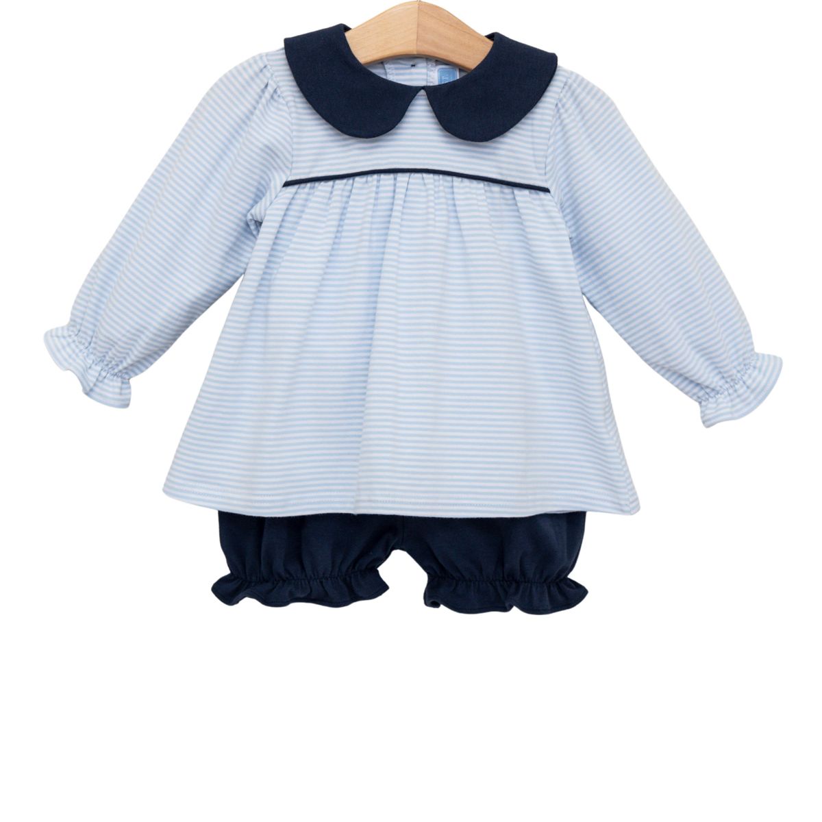 Trotter Street Katherine Bloomer Set-Light Blue Stripe/Navy