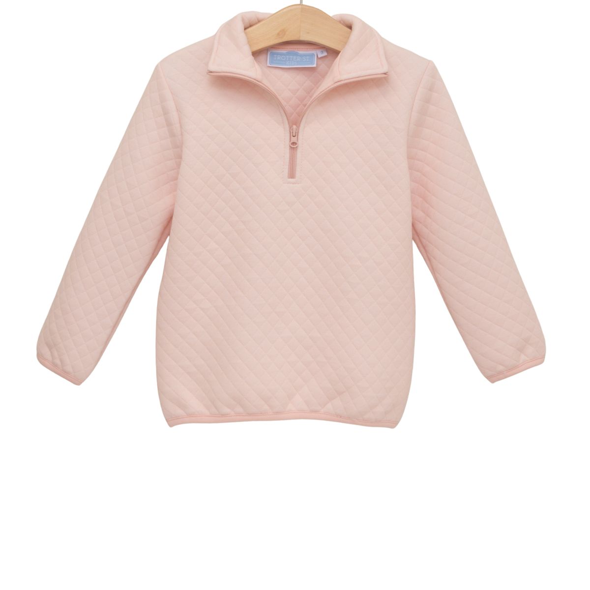 Trotter Street 1/4 Zip Quilted Pullover-Light Pink