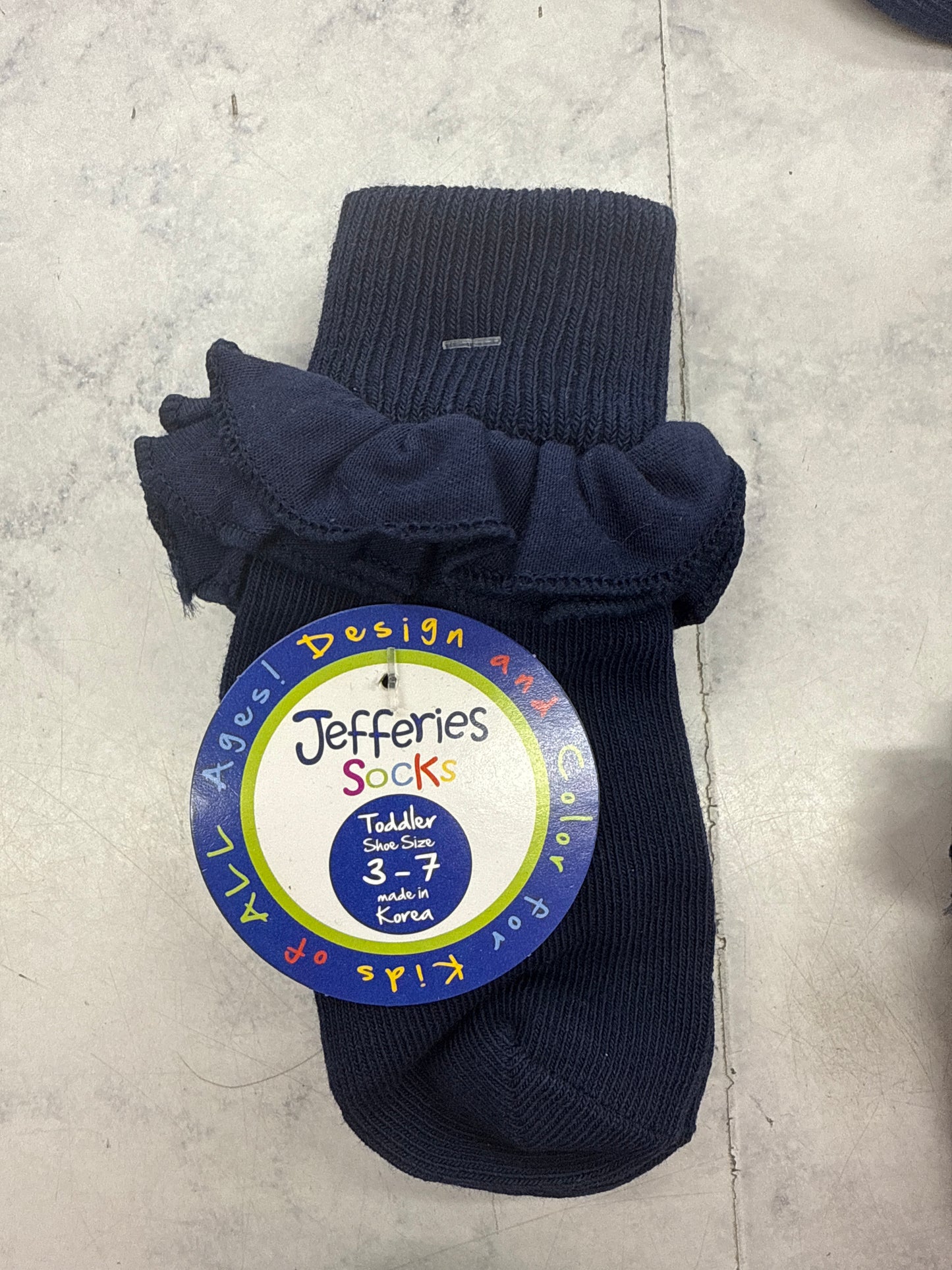 Navy Double Ruffle Socks