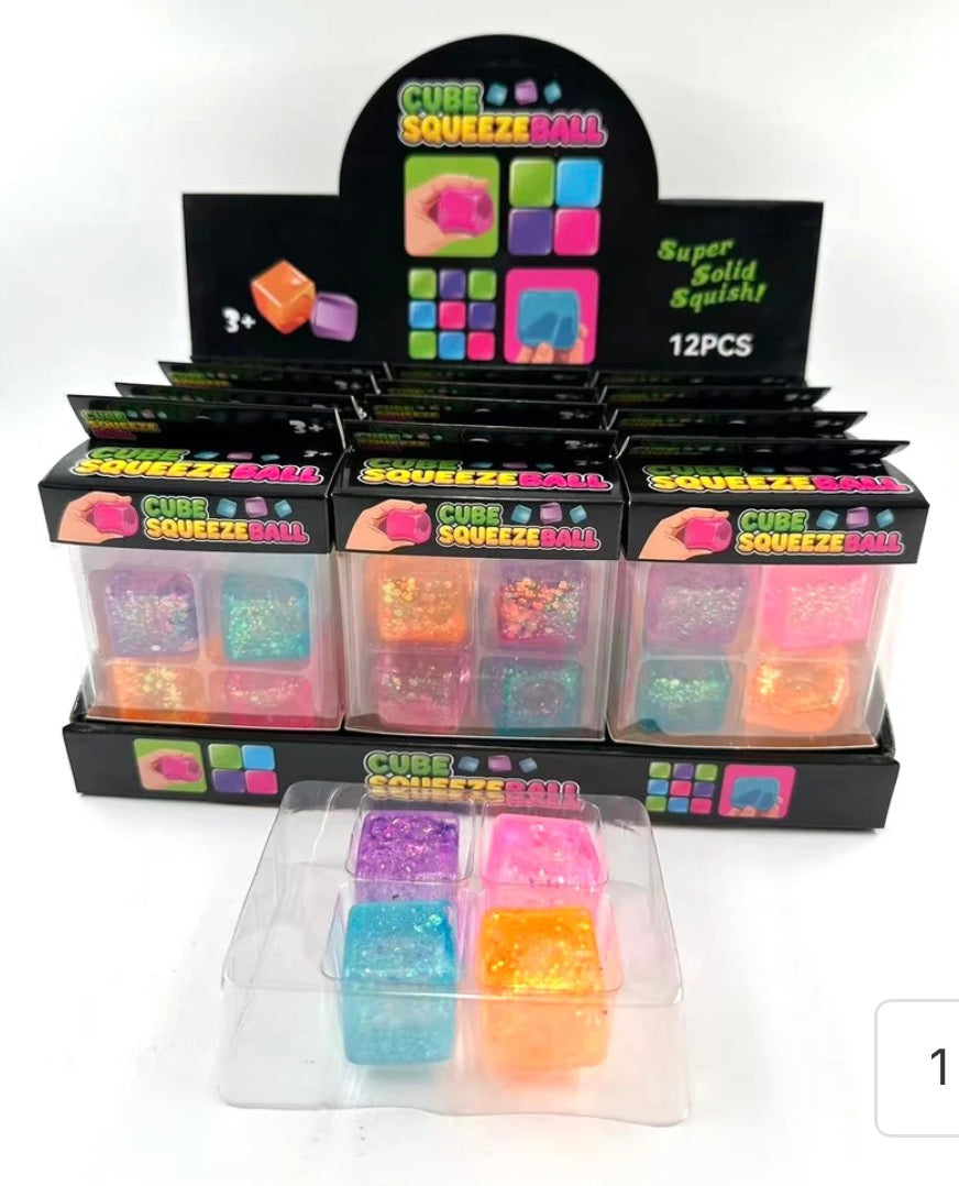 Four Mini Cube Glitter Sugar Cubes