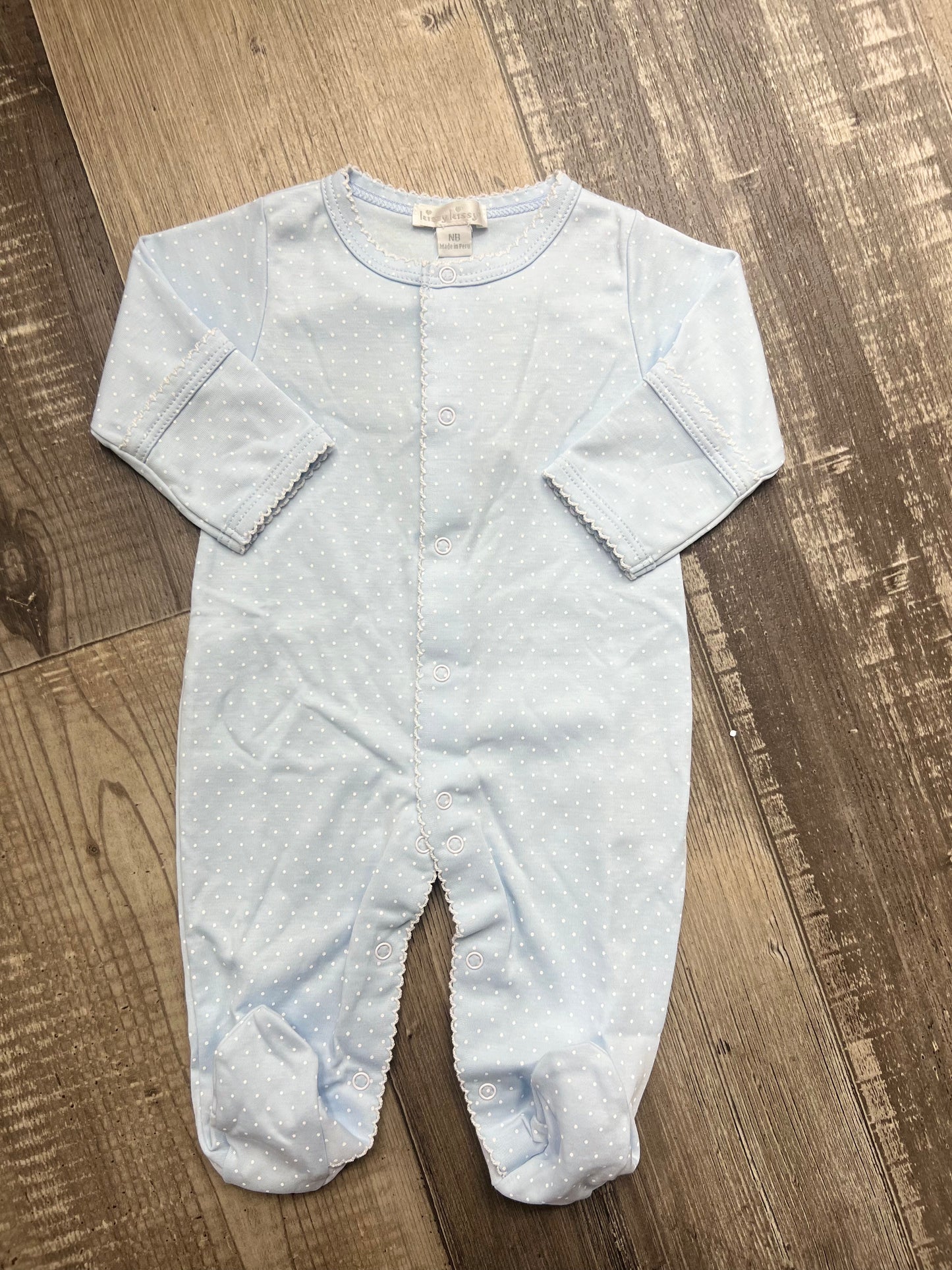 Kissy Kissy Blue/White Dot Footie