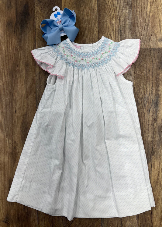 Petit Bebe White/Blue Dot Bishop