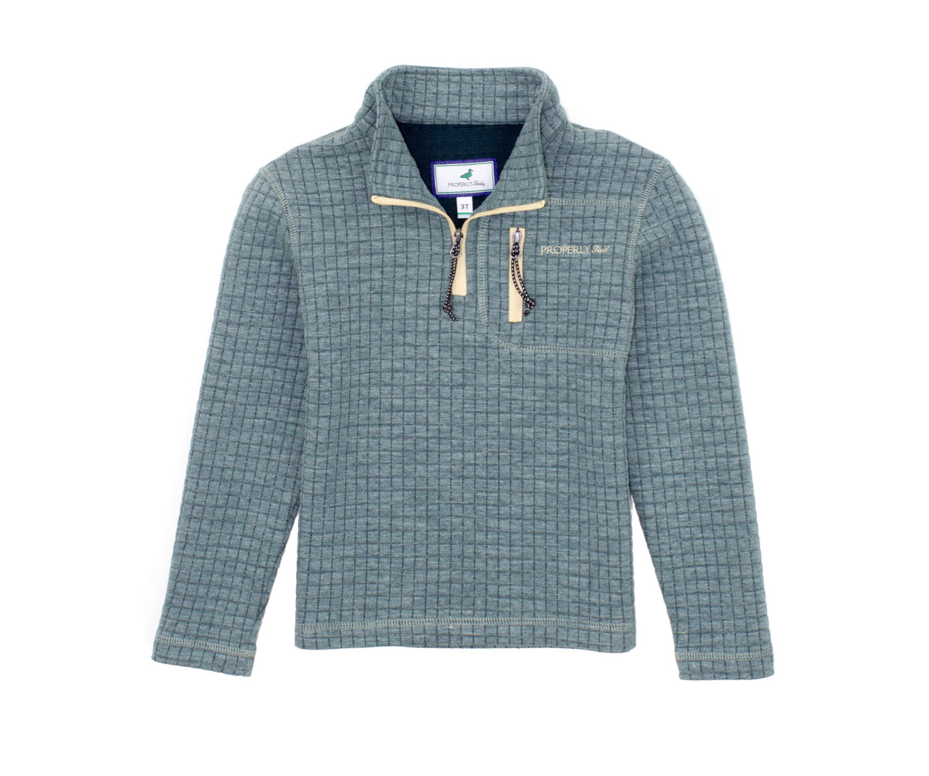 Properly tied boys delta pullover brush green
