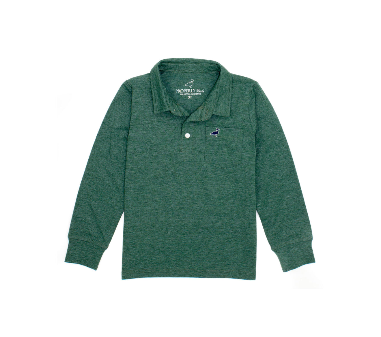 Properly tied Harrison pocket polo LS hunter green