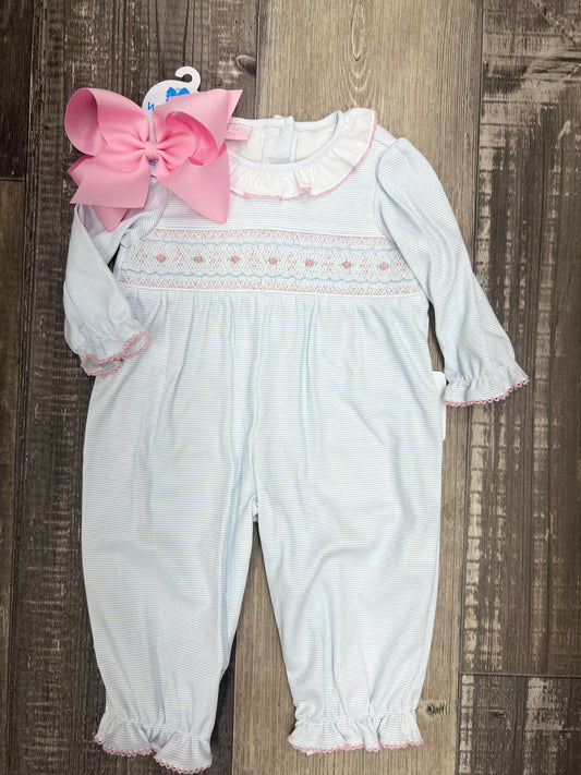 Petit Bebe Light Blue Stripe Romper