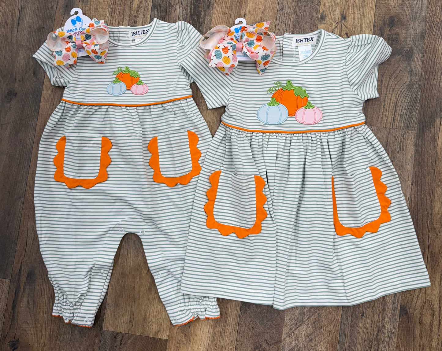 Ishtex Pumpkin Appliqué Girl Romper