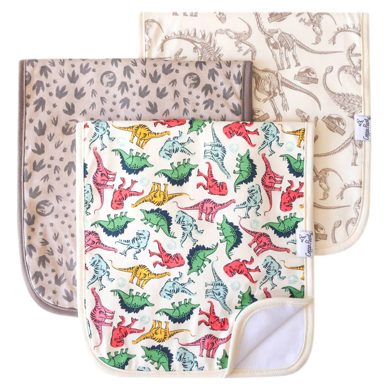 Copper Pearl Jurassic Park Burp Cloths