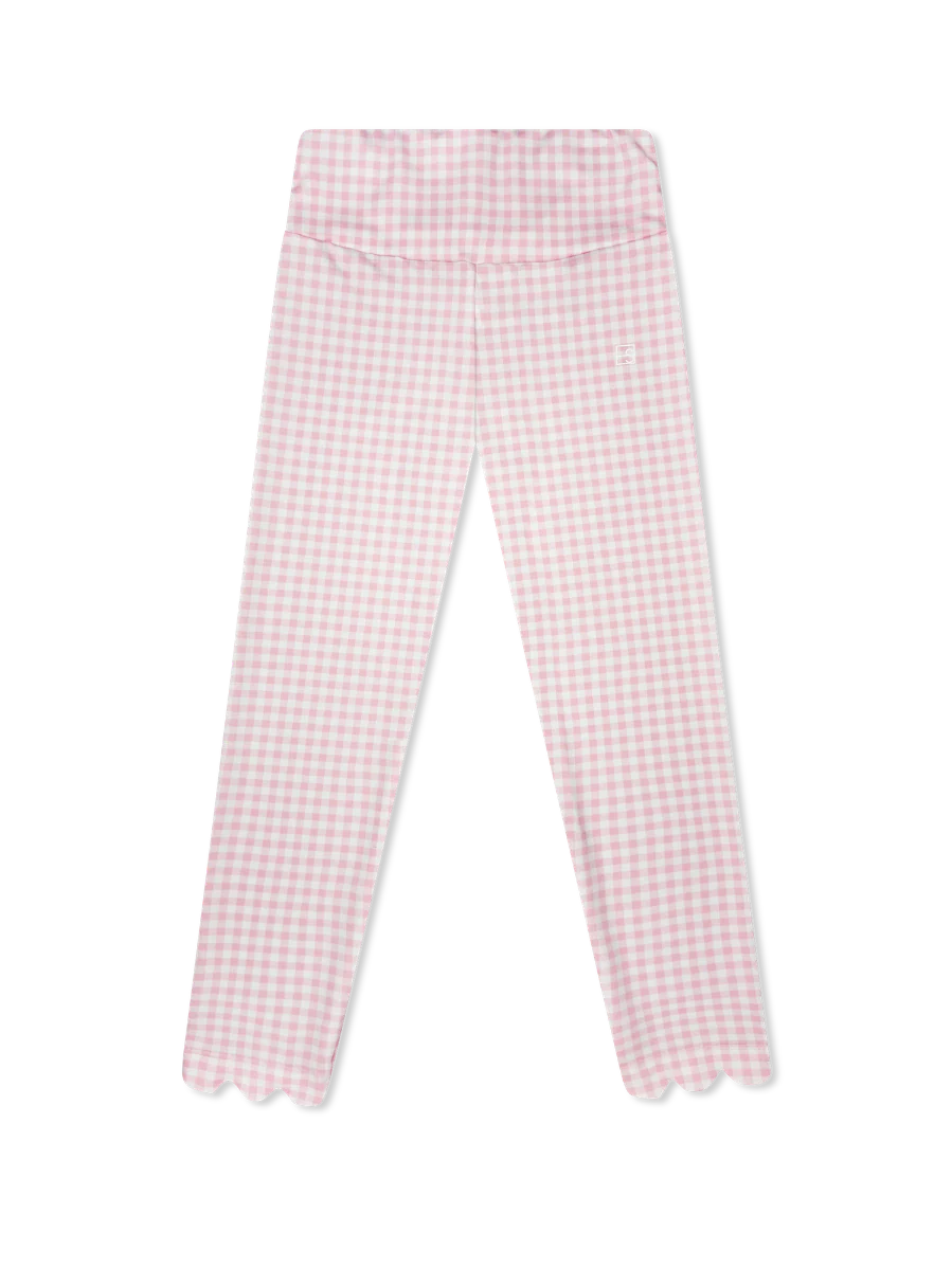 Set Fashions Sadie Scallop Legging-Cotton Candy Pink Check