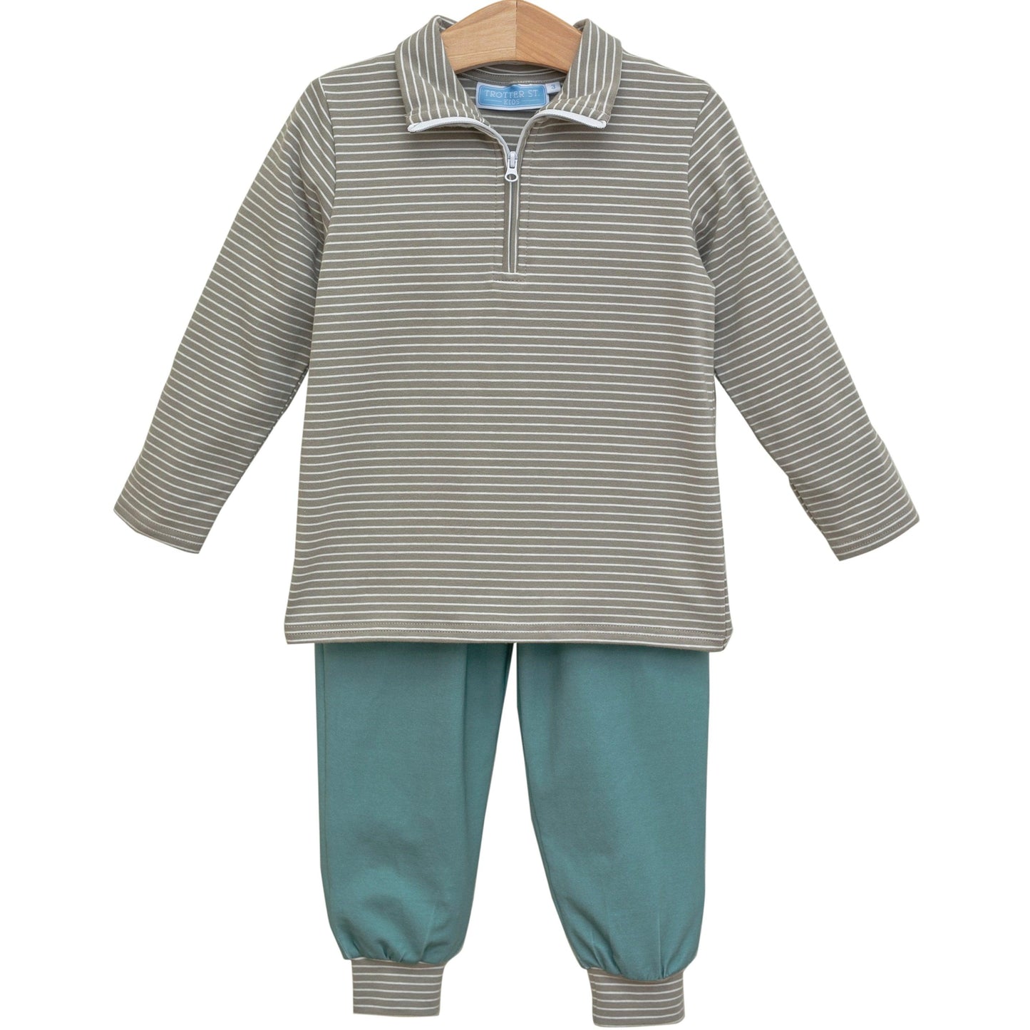Trotter Street Tucker Pullover Set-Beige