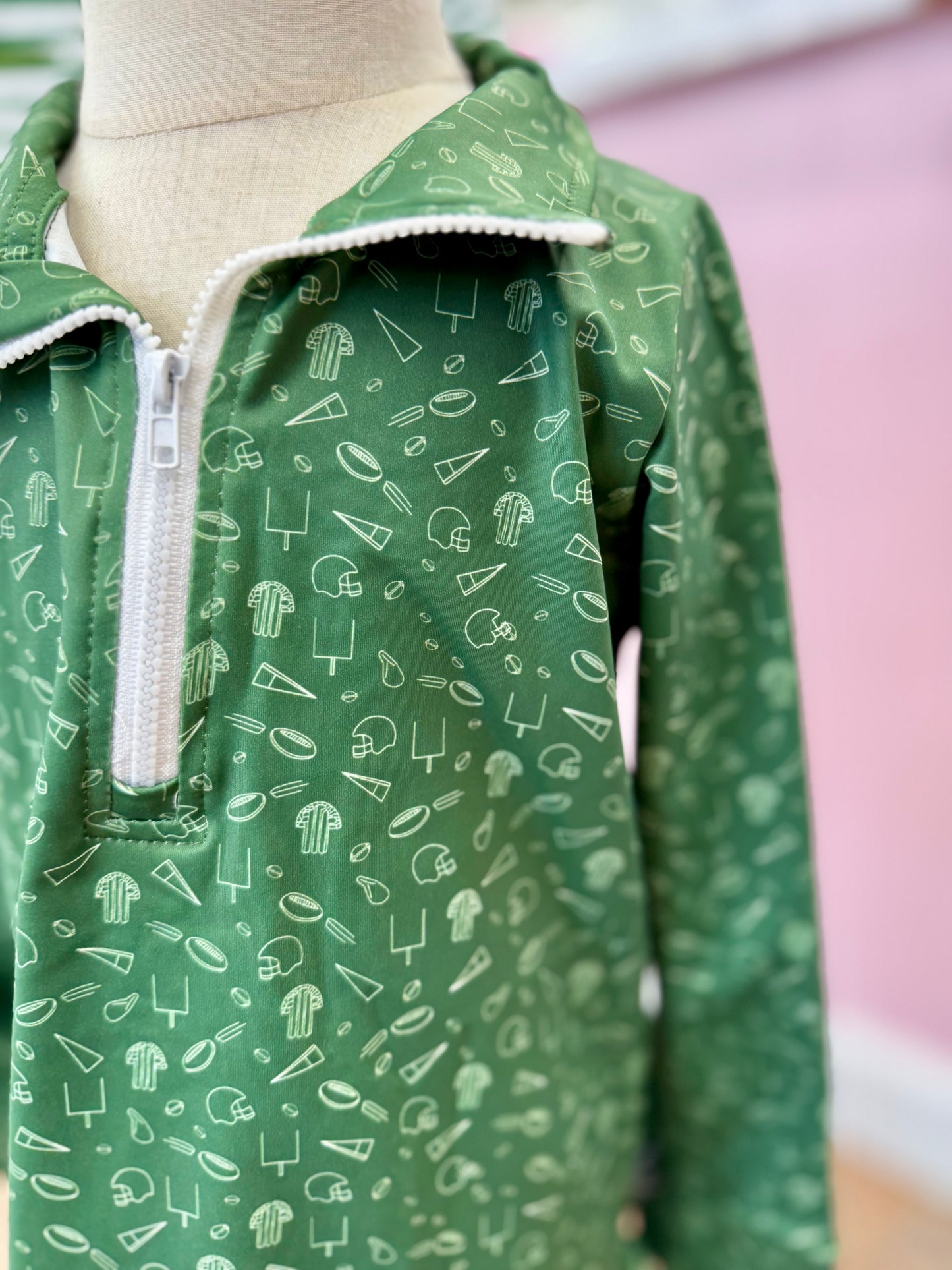 Clover Cottage Green Go Team Quarter Zip
