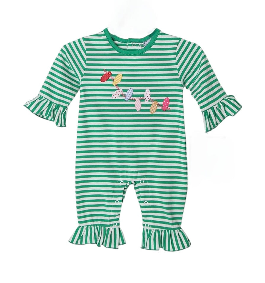Three Sisters Christmas Lights Girl Romper