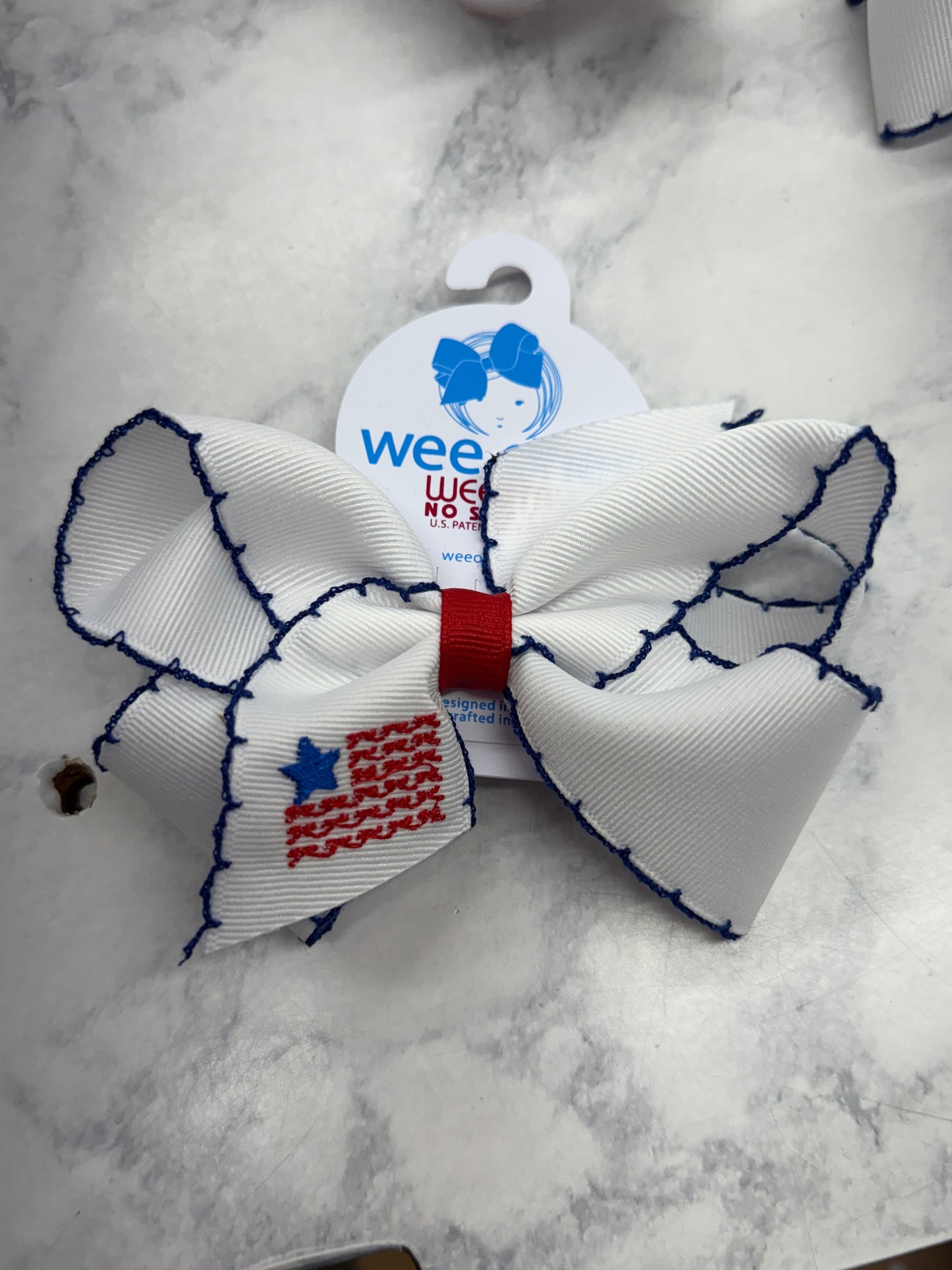 Wee Ones Flag Moonstitch Bow