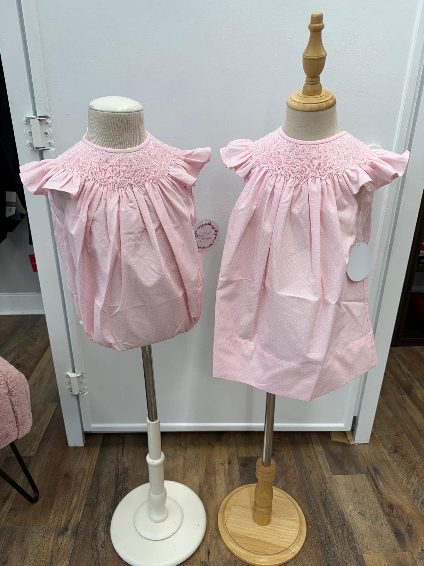 Sweet Dreams Pink Polka Dot Smocked Dress