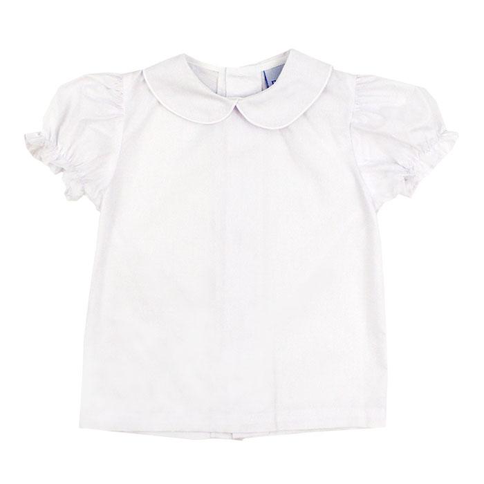 White Button Back - Girls Short Sleeve Blouse