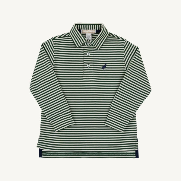 TBBC Grier Green Palmetto Pearl Stripe LS Polo