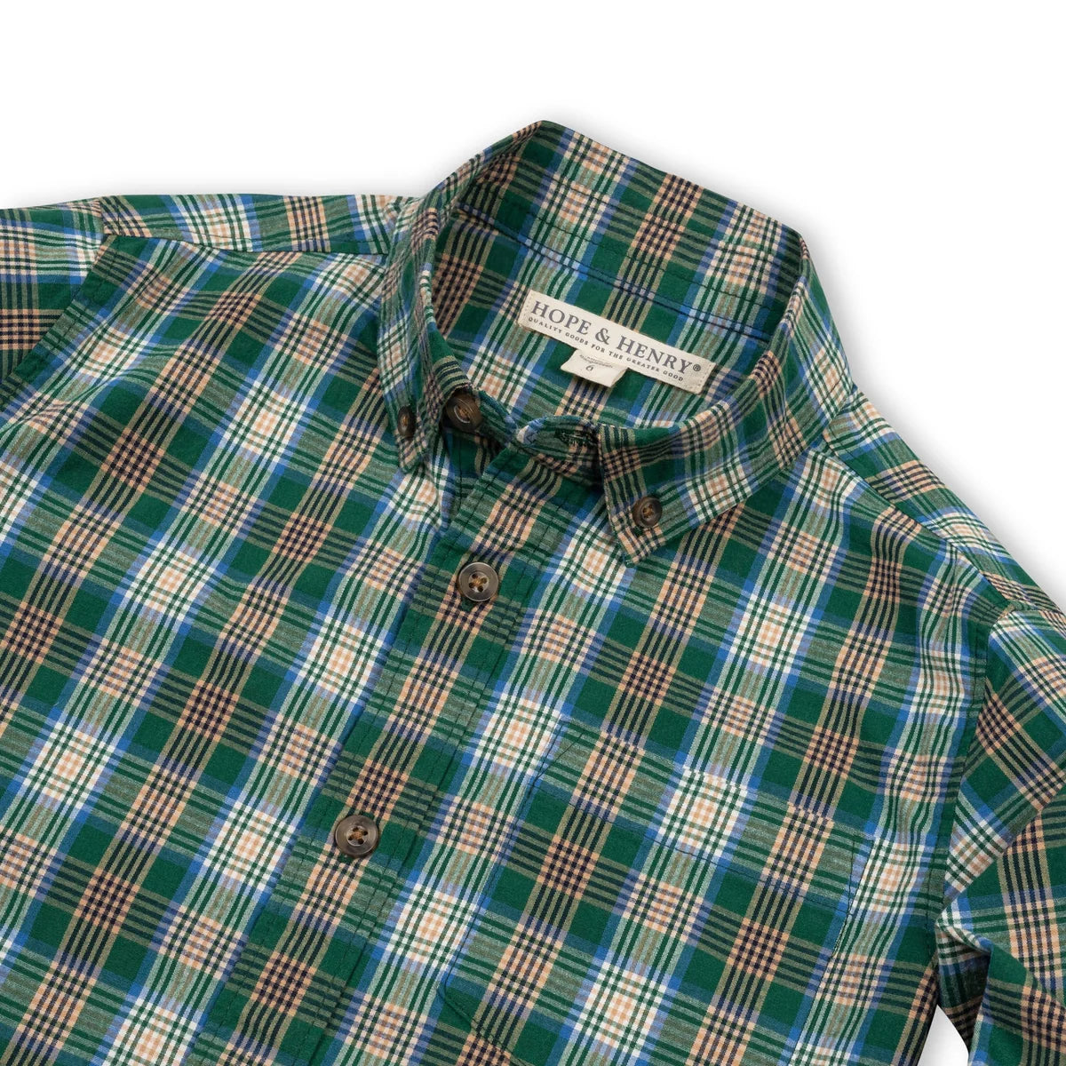 Hope & Henry Green Classic Plaid Shirt