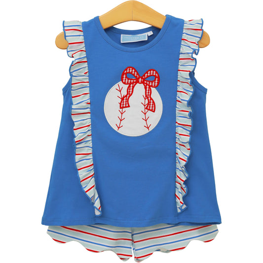 Trotter Street Play Ball Ruffle Short Set