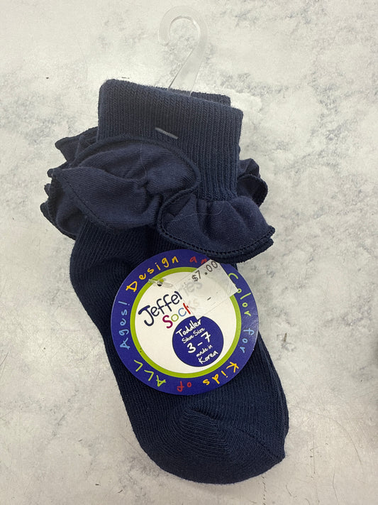 Navy Double Ruffle Socks