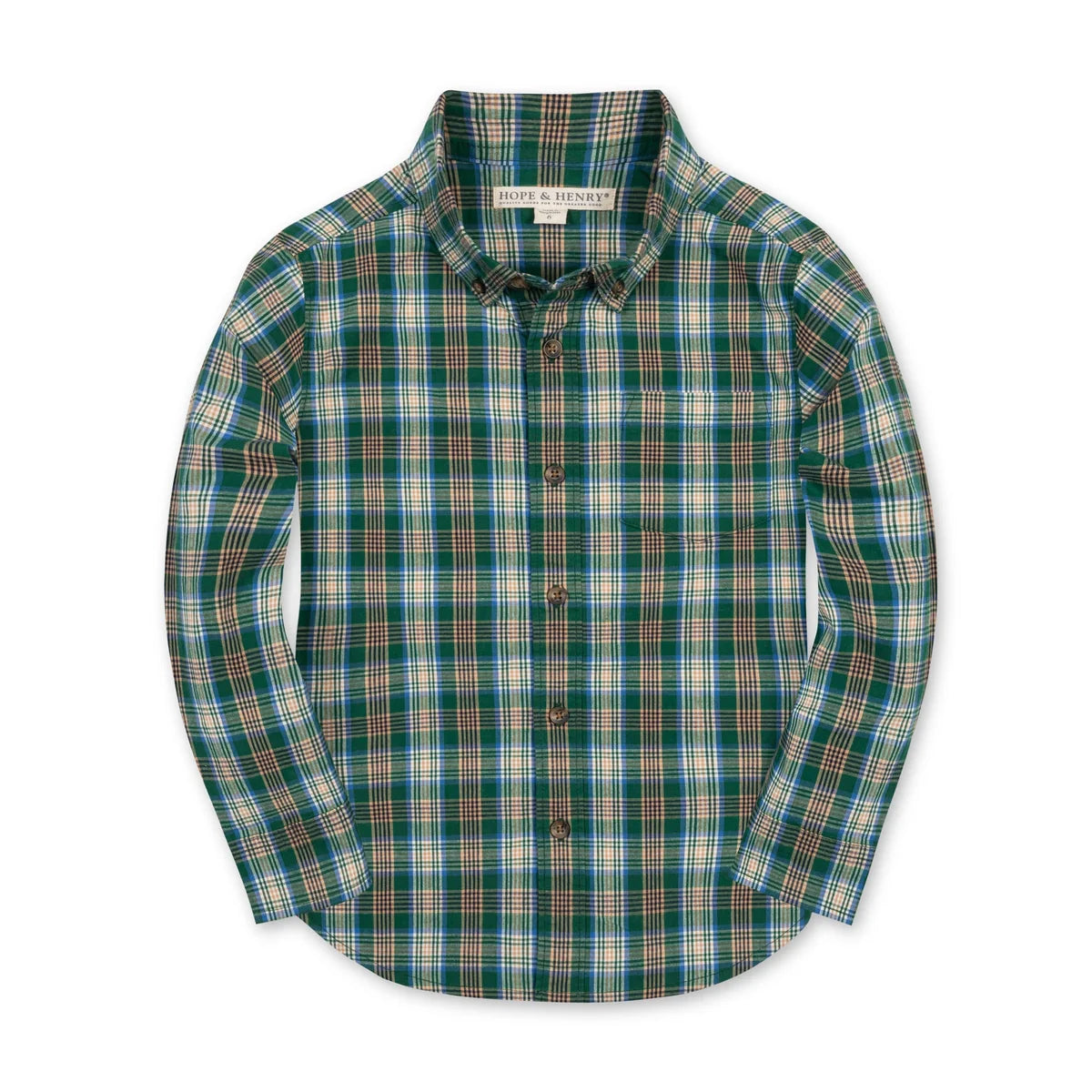 Hope & Henry Green Classic Plaid Shirt