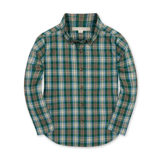 Hope & Henry Green Classic Plaid Shirt