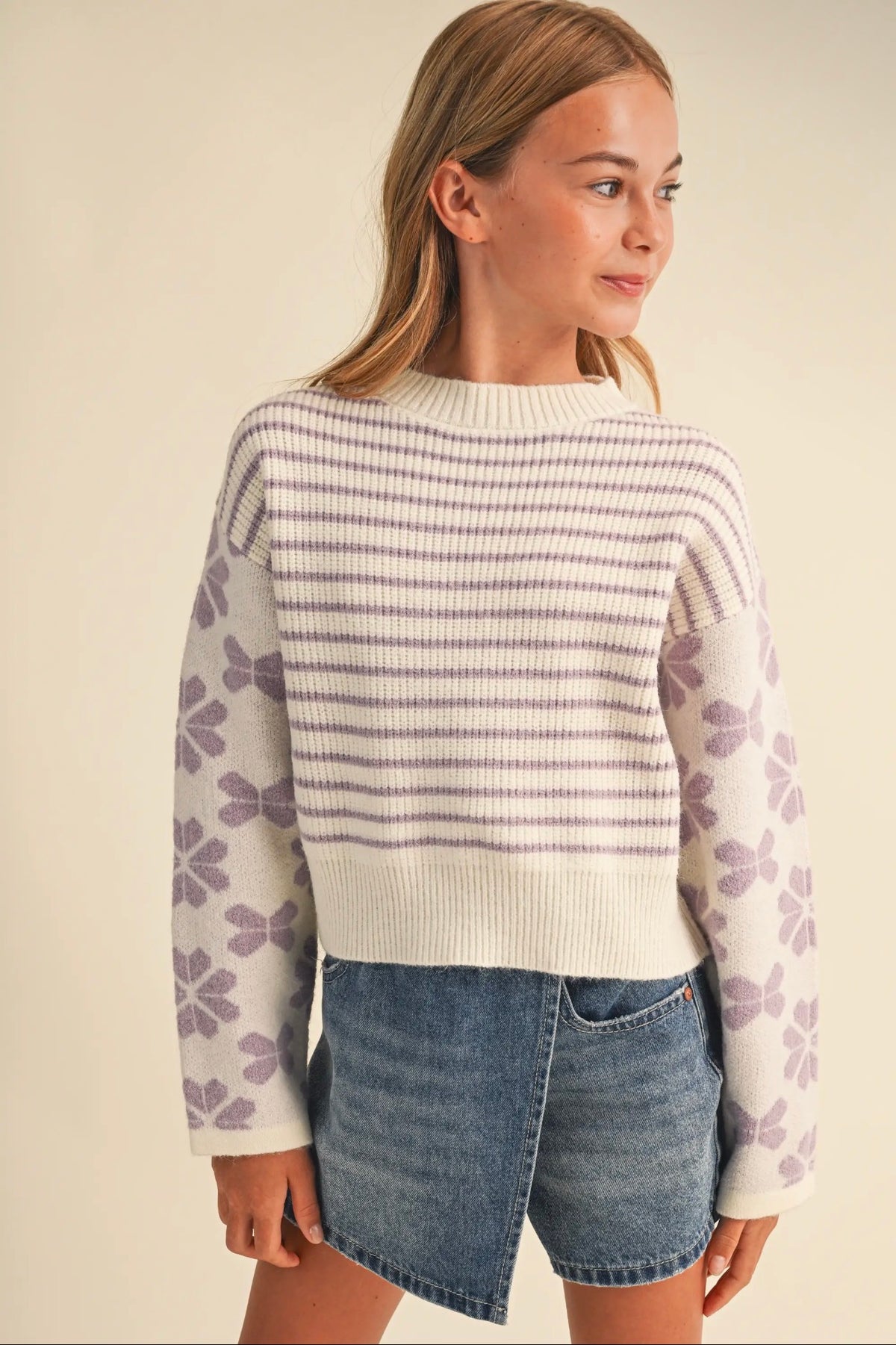 Heart and Arrow Drop Shoulder Sweater