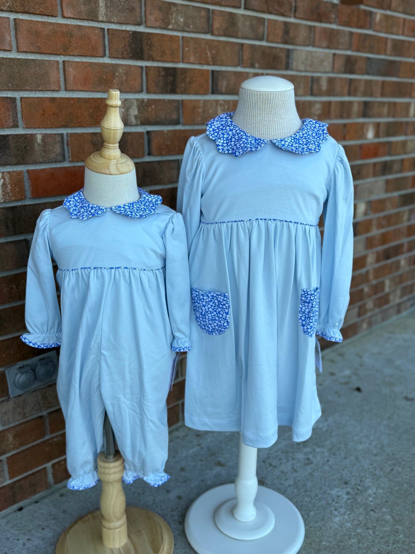 Petit Bebe Long Romper Liberty Print Trim
