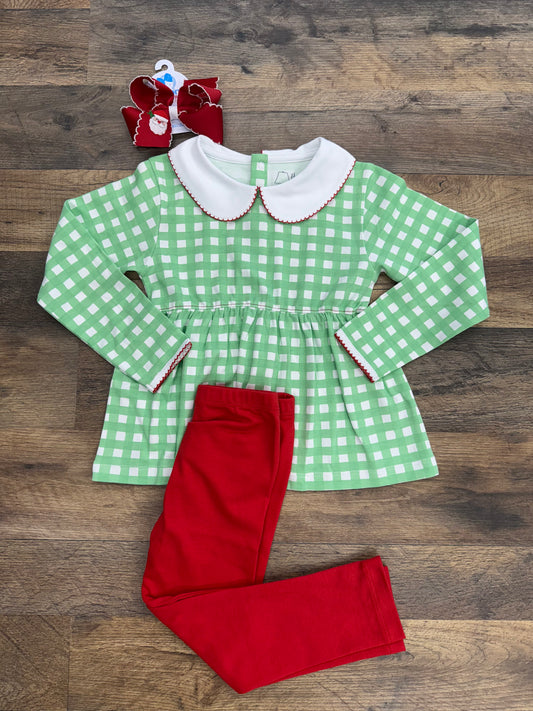 Heyward House Green Gingham Legging Set