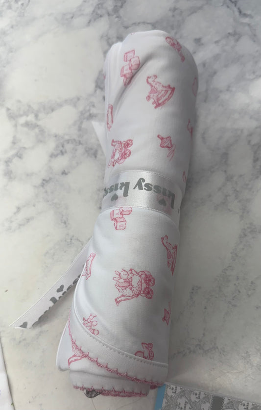 Kissy Kissy Pink Vintage Toys Blanket