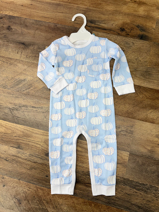 Heyward House Blue Pumpkin Long Sleeve Romper
