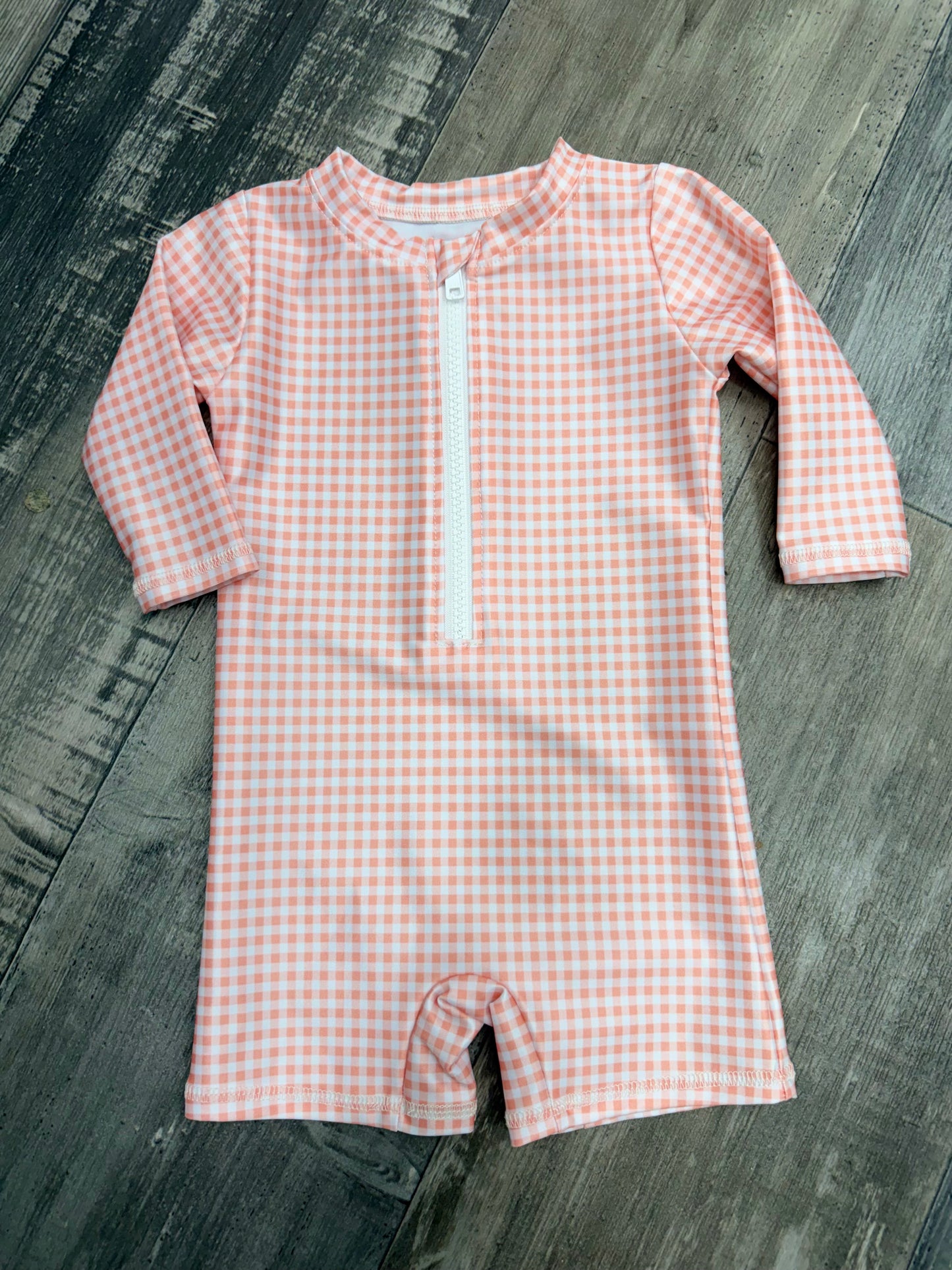 Sally Kids Orange Gingham Rashguard