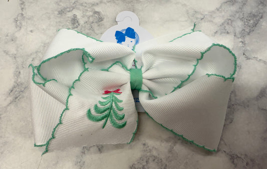 Green Tree Embroidered Bow