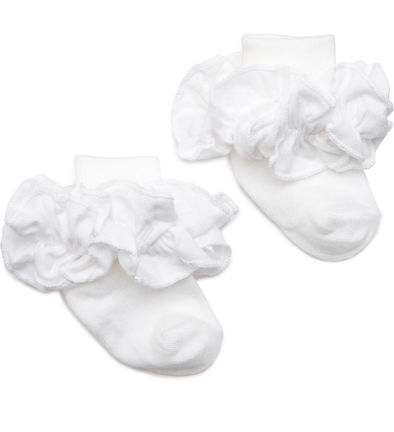 Jefferies White Double Ruffle Sock