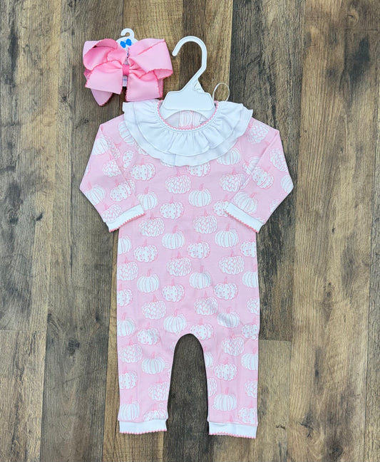 Heyward House Pink Pumpkin Long Sleeve Romper