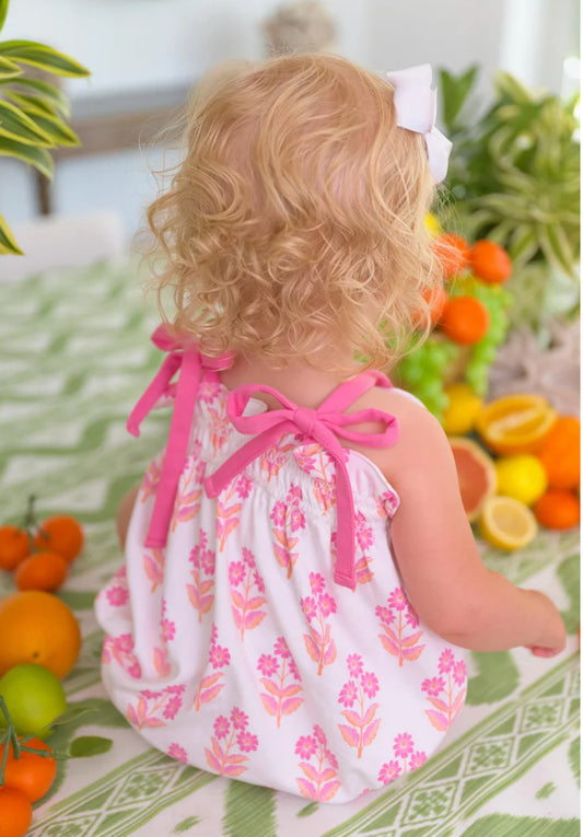 TBBC Rosey Romper Bridgetown Harbour Hand Block