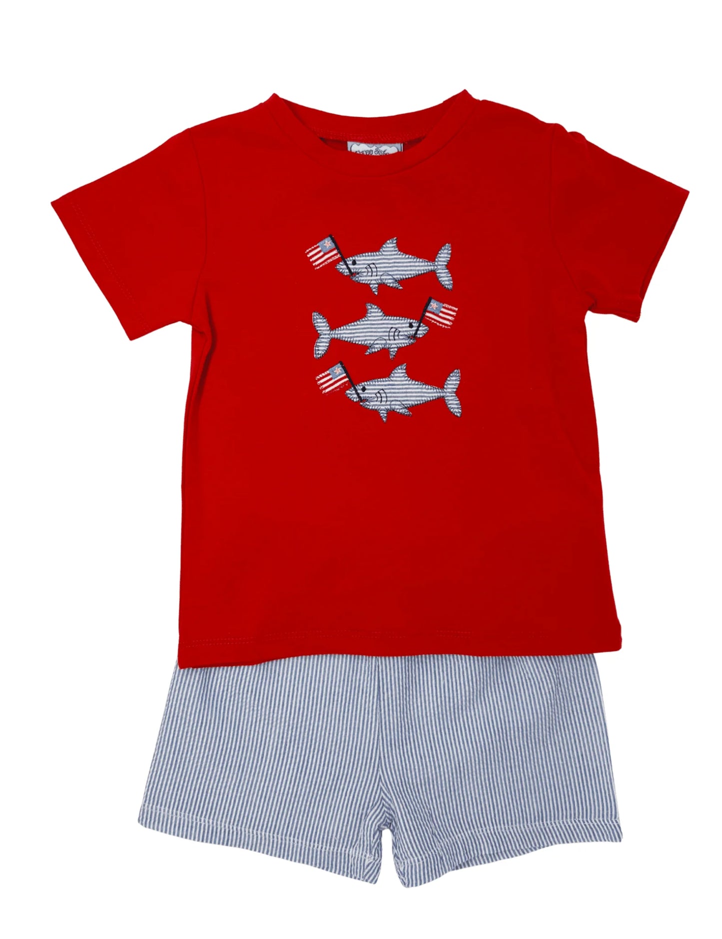 Three Sisters Patriotic Shark Short Set