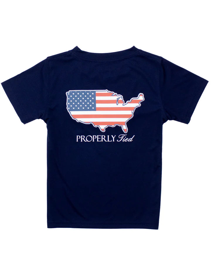 Properly Tied Performance Tee Old Glory River Blue