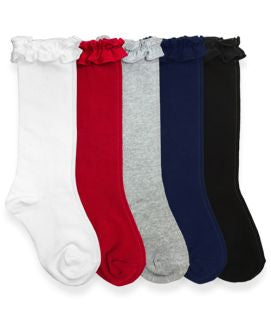Red Knee High Ruffle Socks