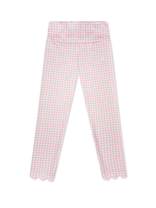 Set Fashions Sadie Scallop Legging-Cotton Candy Pink Check