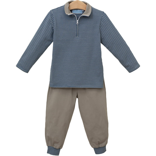 Trotter Street Tucker Pullover Set-Blue