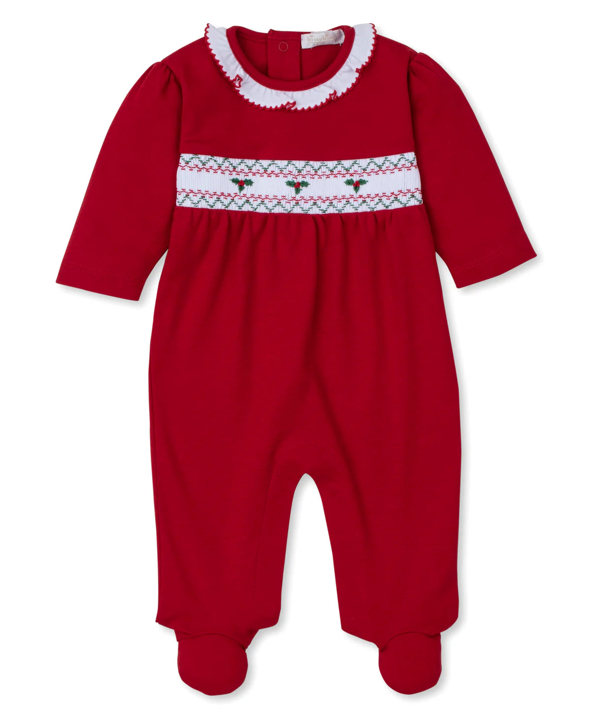 Kissy Kissy Christmas Footie With Hand Smocking