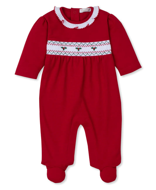 Kissy Kissy Christmas Footie With Hand Smocking