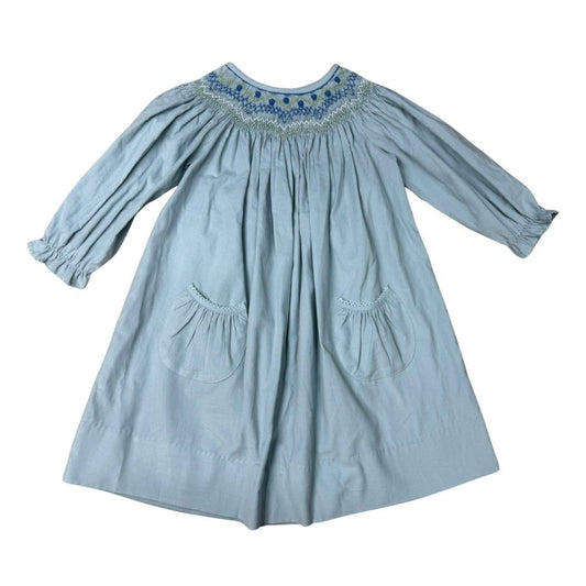 Delaney Blue Smock Bishop Dress