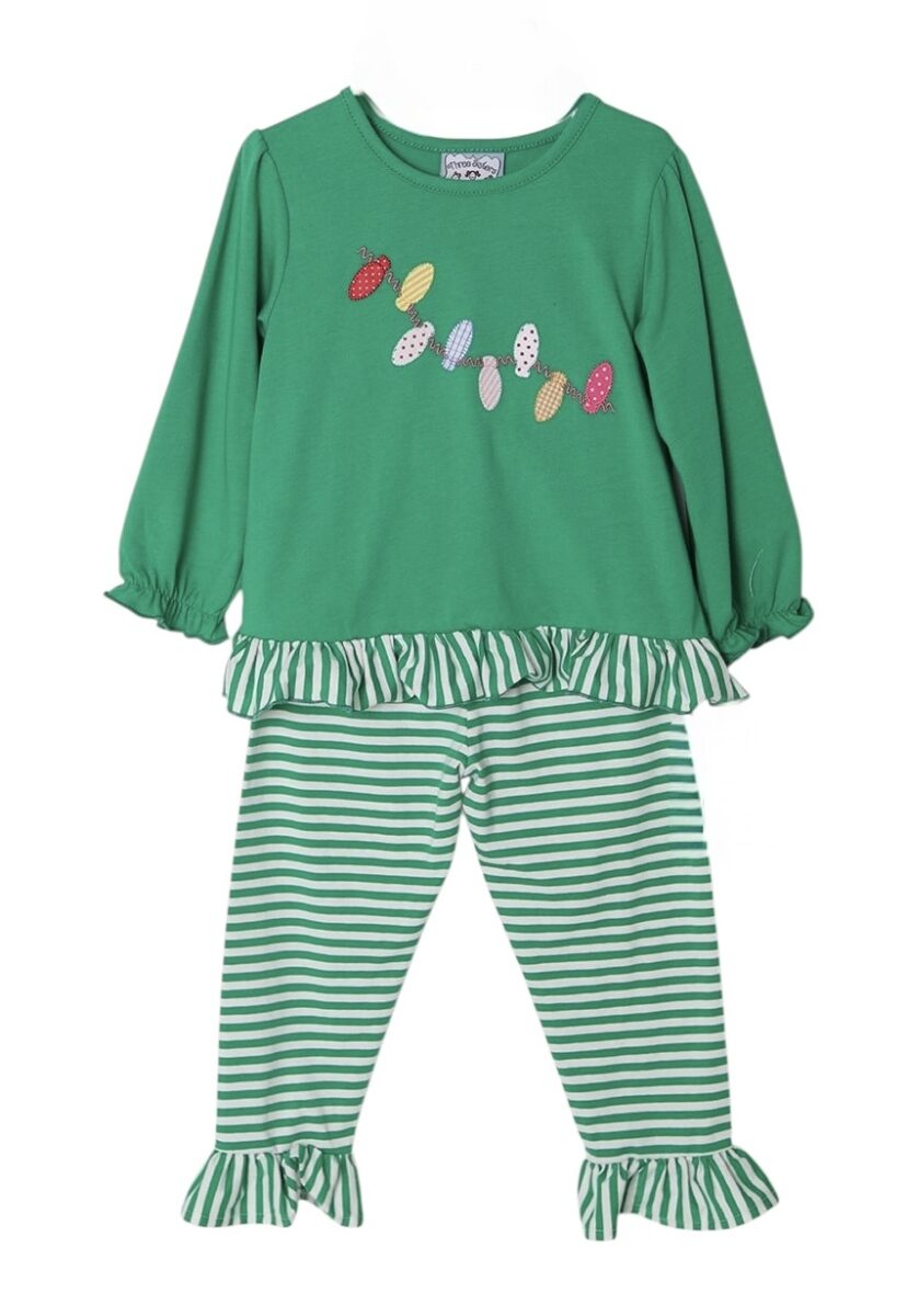 Three Sisters Christmas Lights Ruffle Pant Set