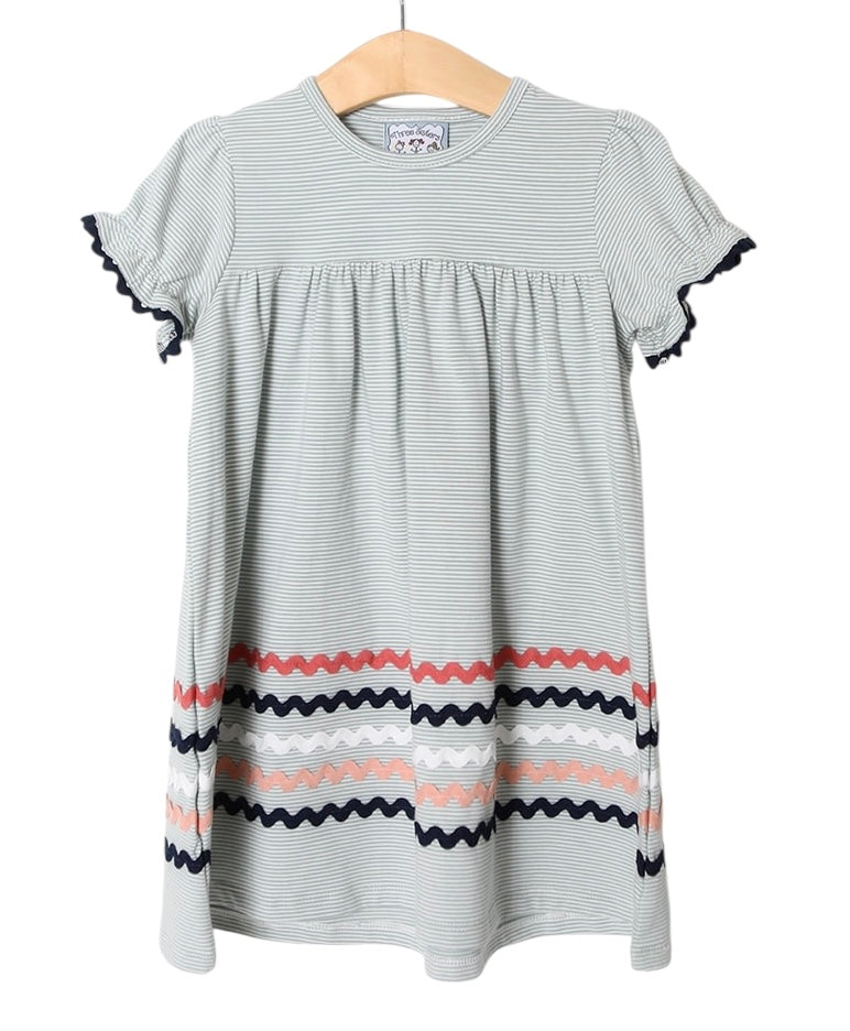 Three Sisters Sage Stripe Ric Rac Dress