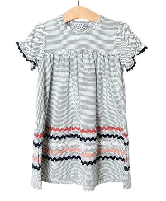Three Sisters Sage Stripe Ric Rac Dress