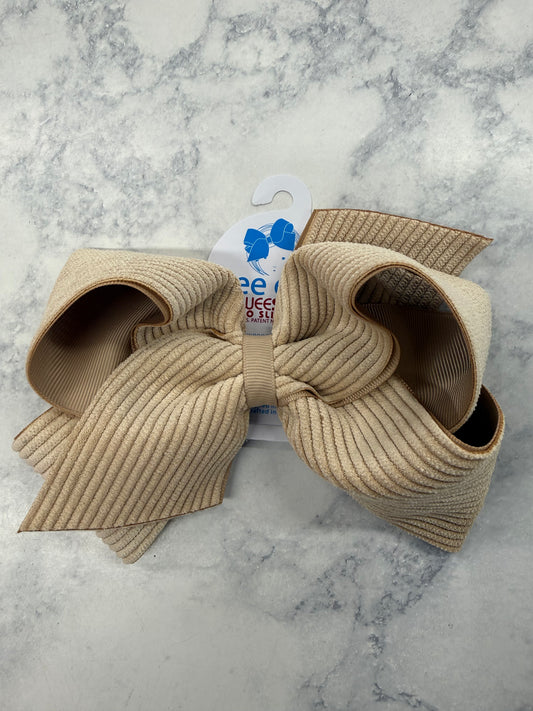 Wee Ones Tan Corduroy Bow