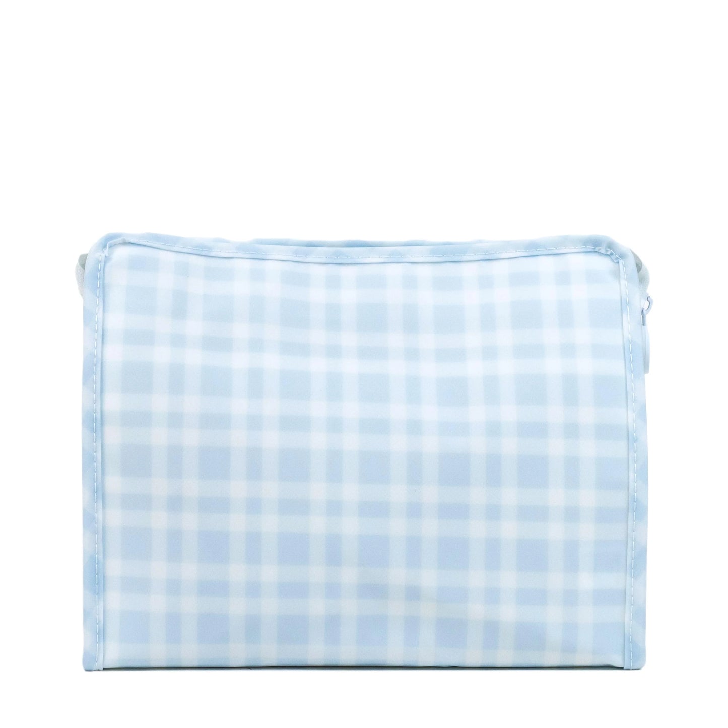 TRVL PIMLICO Blue Plaid Roadie Large Zip Pouch