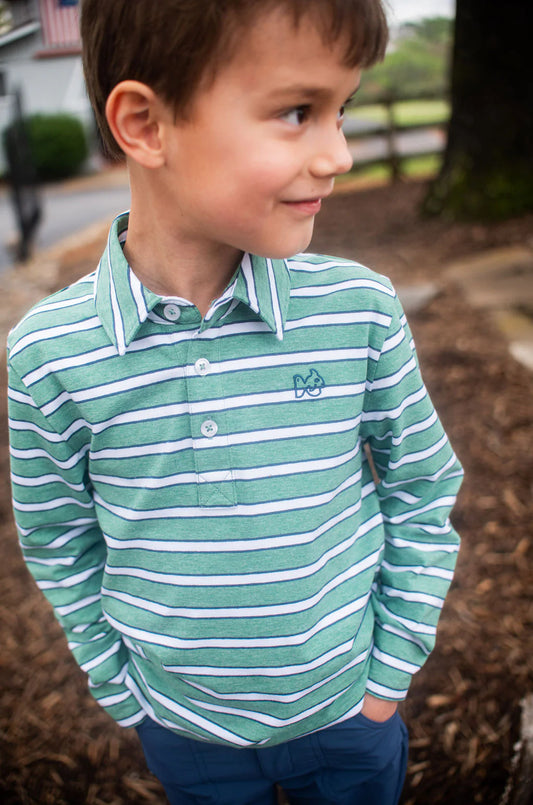 Prodoh Green Stripe Long Sleeve Polo