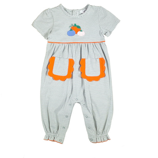 Ishtex Pumpkin Appliqué Girl Romper