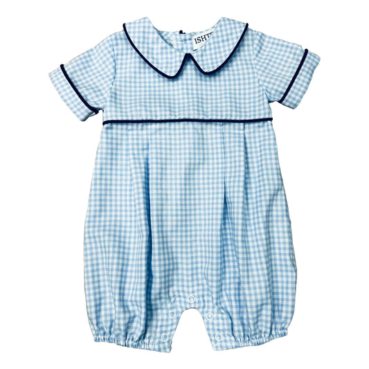 Ishtex Blue Plaid Boy Romper